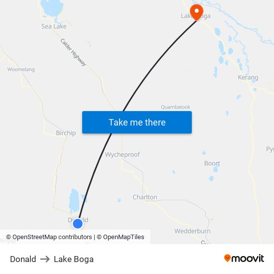 Donald to Lake Boga map