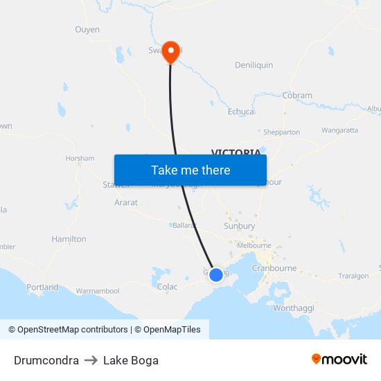 Drumcondra to Lake Boga map