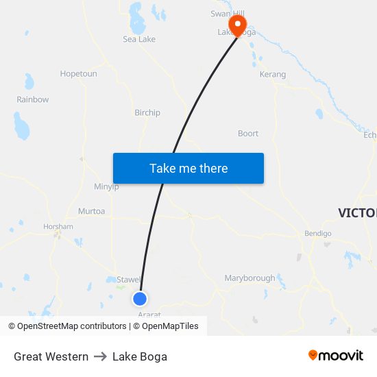 Great Western to Lake Boga map