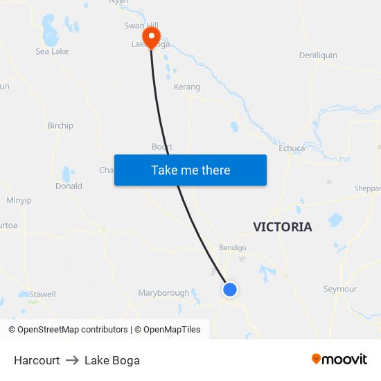 Harcourt to Lake Boga map