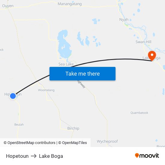 Hopetoun to Lake Boga map