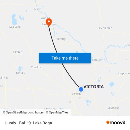 Huntly - Bal to Lake Boga map