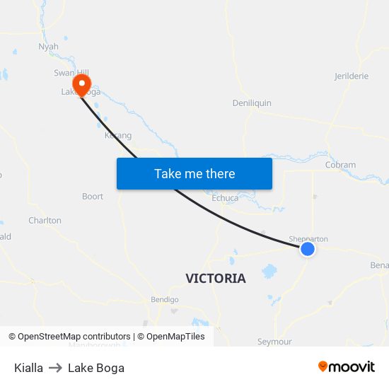 Kialla to Lake Boga map