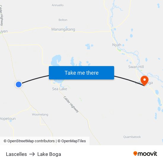 Lascelles to Lake Boga map