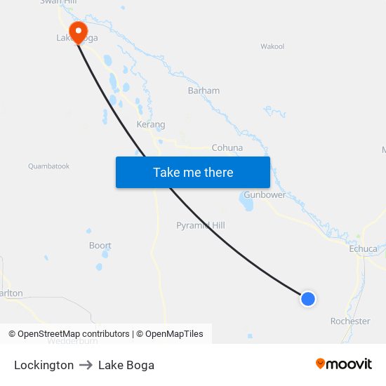 Lockington to Lake Boga map