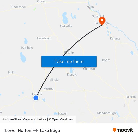 Lower Norton to Lake Boga map