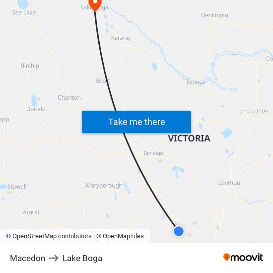 Macedon to Lake Boga map