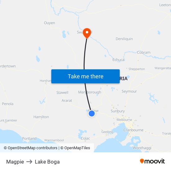 Magpie to Lake Boga map