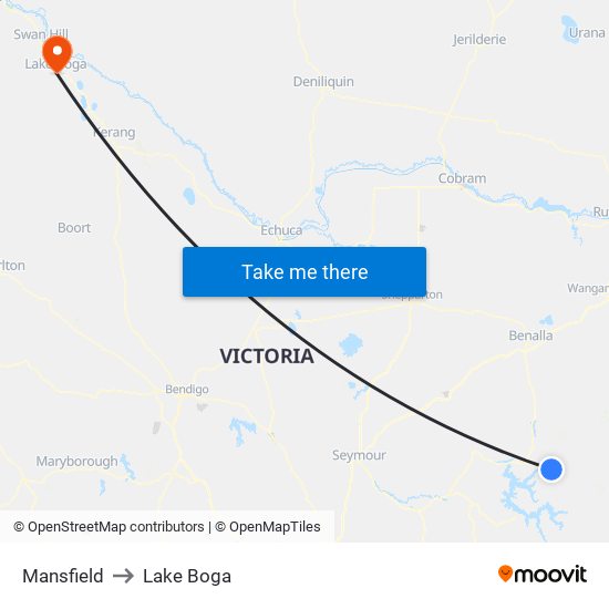 Mansfield to Lake Boga map