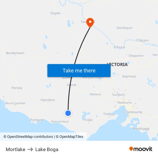 Mortlake to Lake Boga map