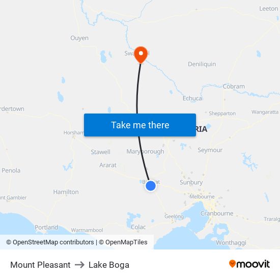 Mount Pleasant to Lake Boga map