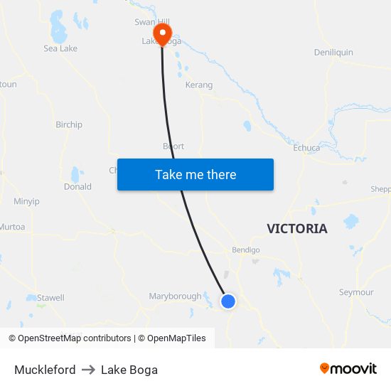 Muckleford to Lake Boga map