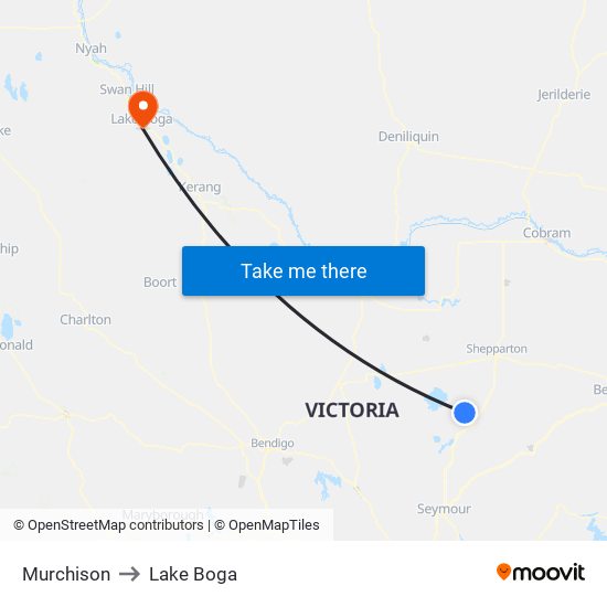 Murchison to Lake Boga map