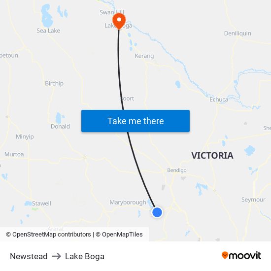 Newstead to Lake Boga map