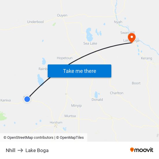 Nhill to Lake Boga map