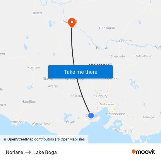 Norlane to Lake Boga map