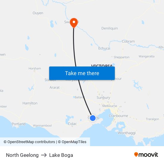 North Geelong to Lake Boga map