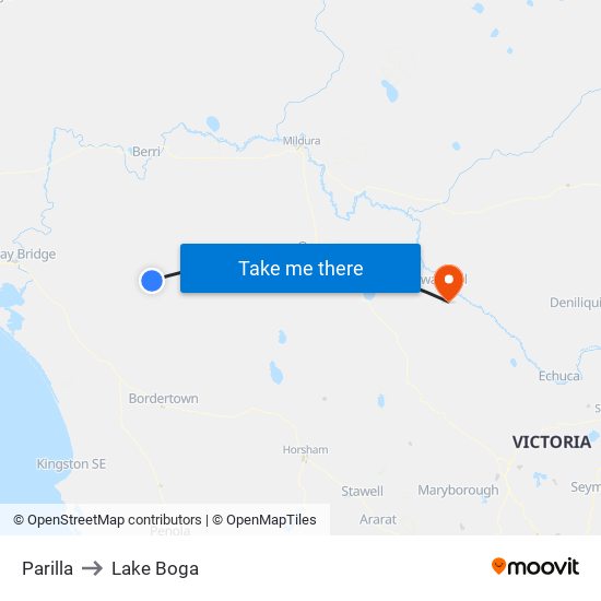 Parilla to Lake Boga map