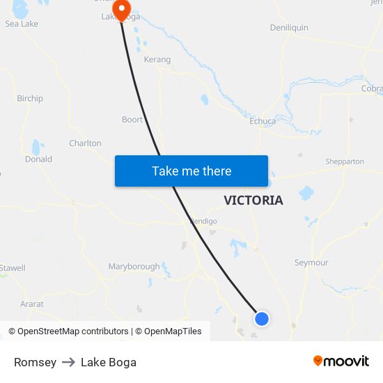 Romsey to Lake Boga map