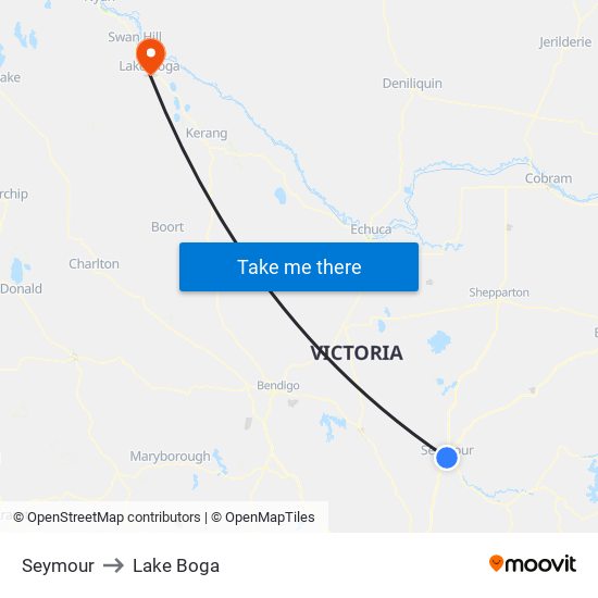 Seymour to Lake Boga map