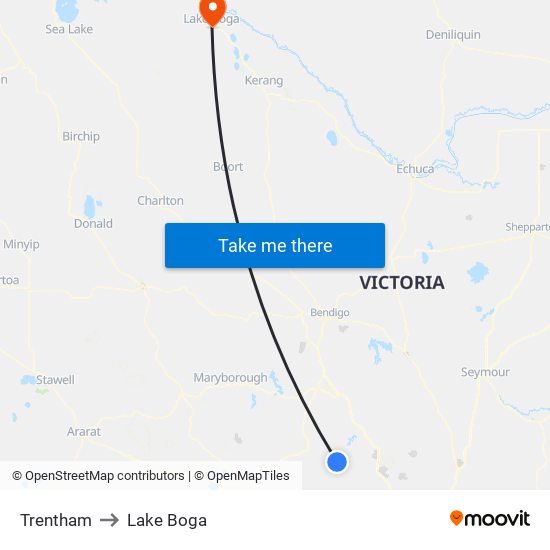 Trentham to Lake Boga map