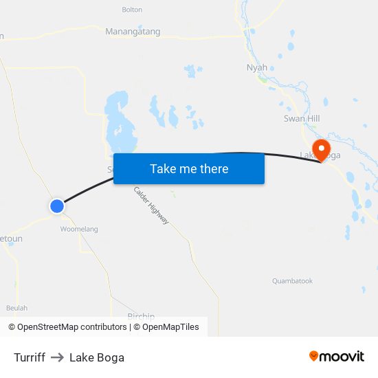 Turriff to Lake Boga map