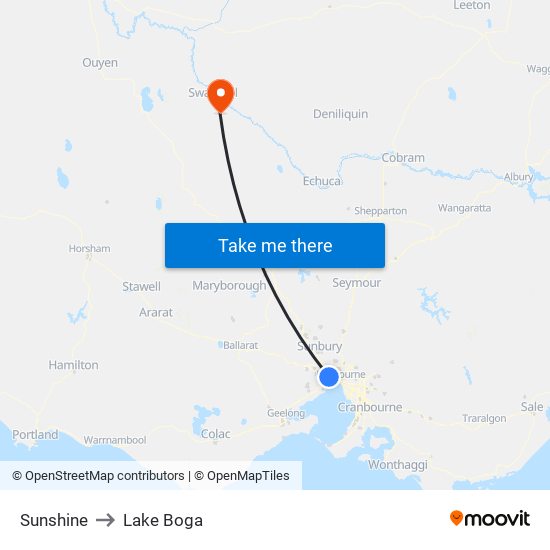 Sunshine to Lake Boga map