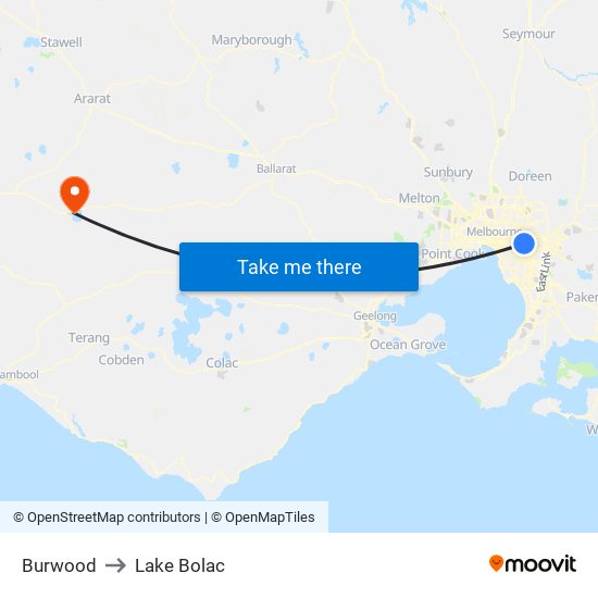 Burwood to Lake Bolac map