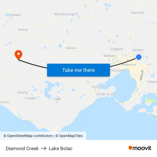 Diamond Creek to Lake Bolac map