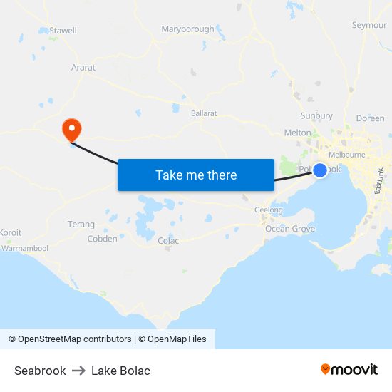 Seabrook to Lake Bolac map