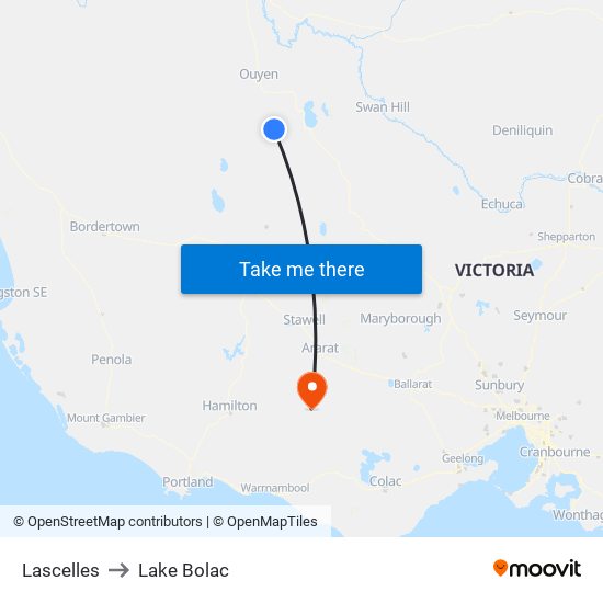 Lascelles to Lake Bolac map