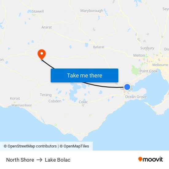 North Shore to Lake Bolac map