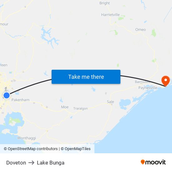 Doveton to Lake Bunga map