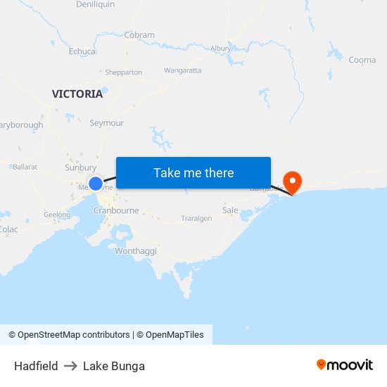 Hadfield to Lake Bunga map