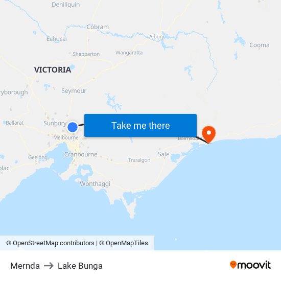 Mernda to Lake Bunga map