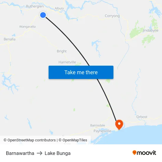 Barnawartha to Lake Bunga map
