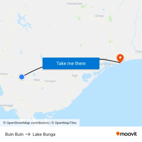 Buln Buln to Lake Bunga map