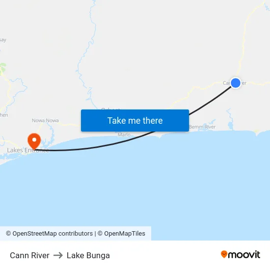 Cann River to Lake Bunga map