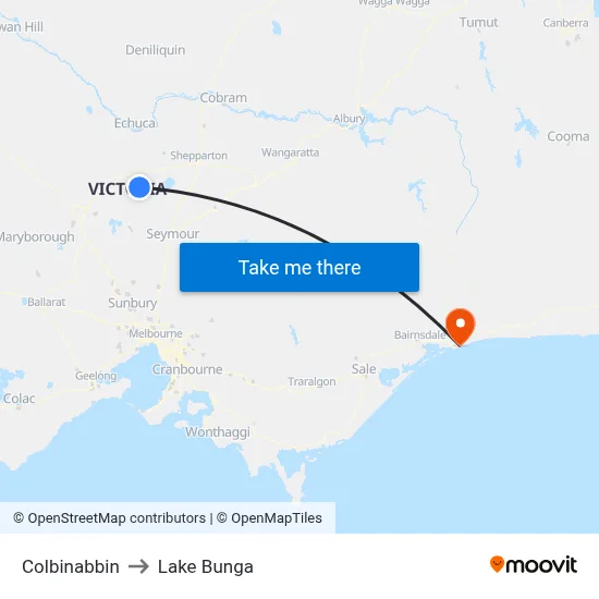 Colbinabbin to Lake Bunga map
