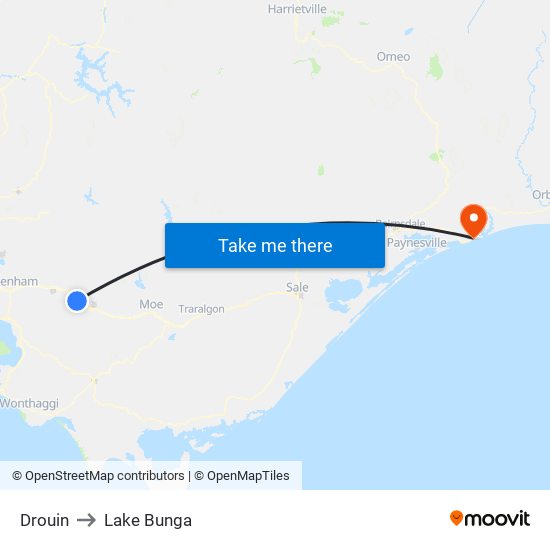 Drouin to Lake Bunga map