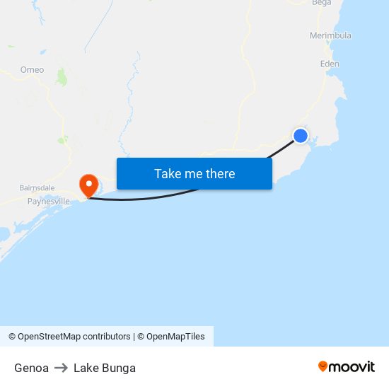 Genoa to Lake Bunga map