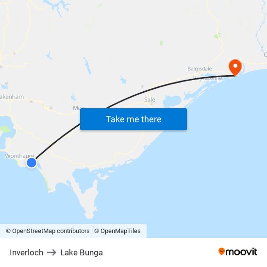 Inverloch to Lake Bunga map