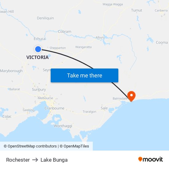 Rochester to Lake Bunga map