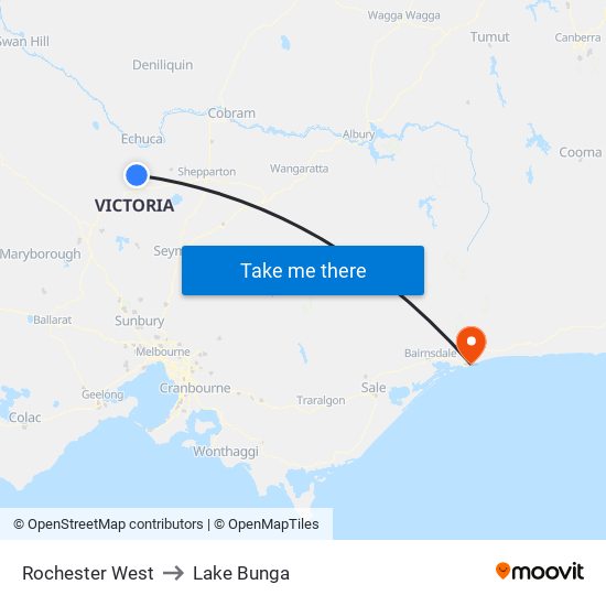 Rochester West to Lake Bunga map