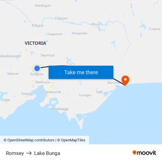 Romsey to Lake Bunga map