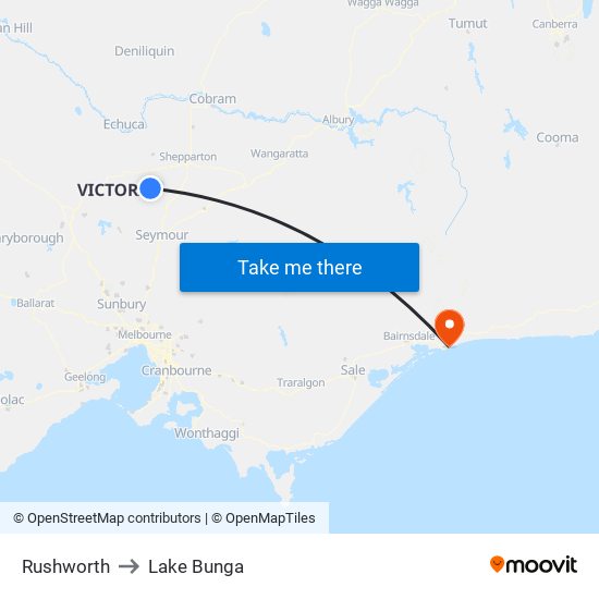 Rushworth to Lake Bunga map