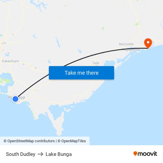 South Dudley to Lake Bunga map