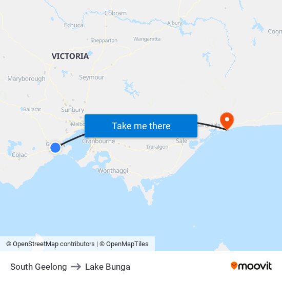 South Geelong to Lake Bunga map