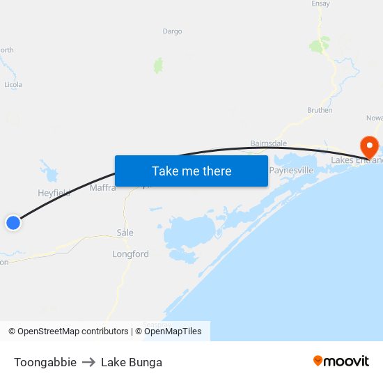 Toongabbie to Lake Bunga map