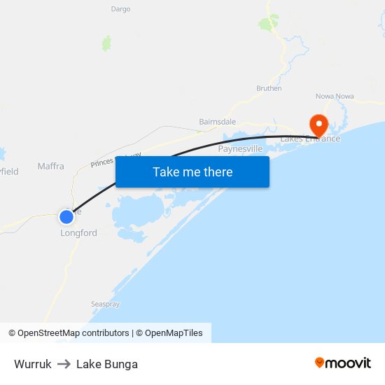 Wurruk to Lake Bunga map